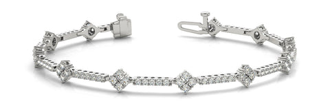 White gold Round Diamond Cluster Tennis Bracelet with Prong Setting