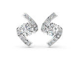 White gold Round Diamond Curve Wave Stud Earrings