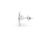 White gold Round Diamond Curve Wave Stud Earrings_1