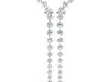 White gold Round Diamond Curved Drop Earrings