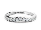 White gold Round Diamond Curved Pavé Wedding Band with Shared Prong Setting_24