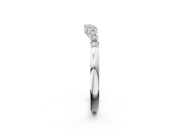White gold Round Diamond Curved Pavé Wedding Band