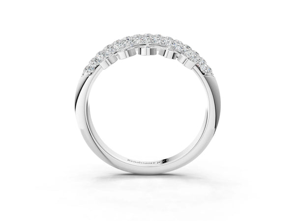 Platinum Round Diamond Dangle Promise Ring with Round Diamond Pavé