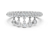 White gold Round Diamond Dangle Promise Ring with Round Diamond Pavé