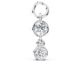 White gold Round Diamond Double Drop Huggie Charm