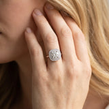 White gold Round Diamond Double Halo Ring with Four-Prong Setting and Pavé Band_29