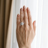 White gold Round Diamond Double Halo Ring with Pavé Band and Four-Prong Setting_24