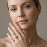 White gold Round Diamond Double Halo Ring with Pavé Band and Four-Prong Setting_25