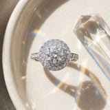 White gold Round Diamond Double Halo Ring with Pavé Band and Four-Prong Setting_27