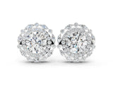White gold Round Diamond Double Halo Stud Earrings with Prong Setting_151