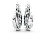 White gold Round Diamond Double Row Huggie Hoop Earrings_4