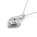 White gold Round Diamond Double Stone Channel Set Pendant 1