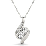 White gold Round Diamond Double Stone Channel Set Pendant