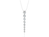White gold Round Diamond Drop Necklace with Bezel Setting_13