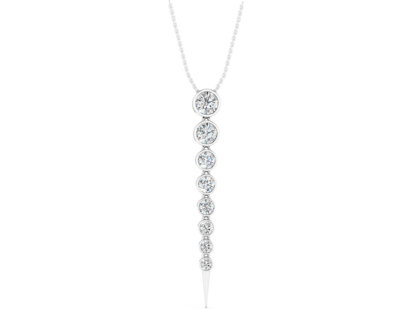 White gold Round Diamond Drop Necklace with Bezel Setting
