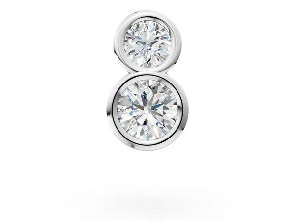 Platinum Round Diamond Duo Flatback Earring