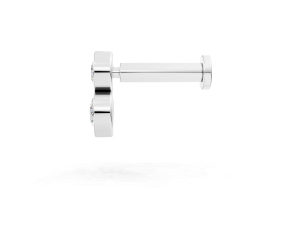 Silver Round Diamond Duo Flatback Earring