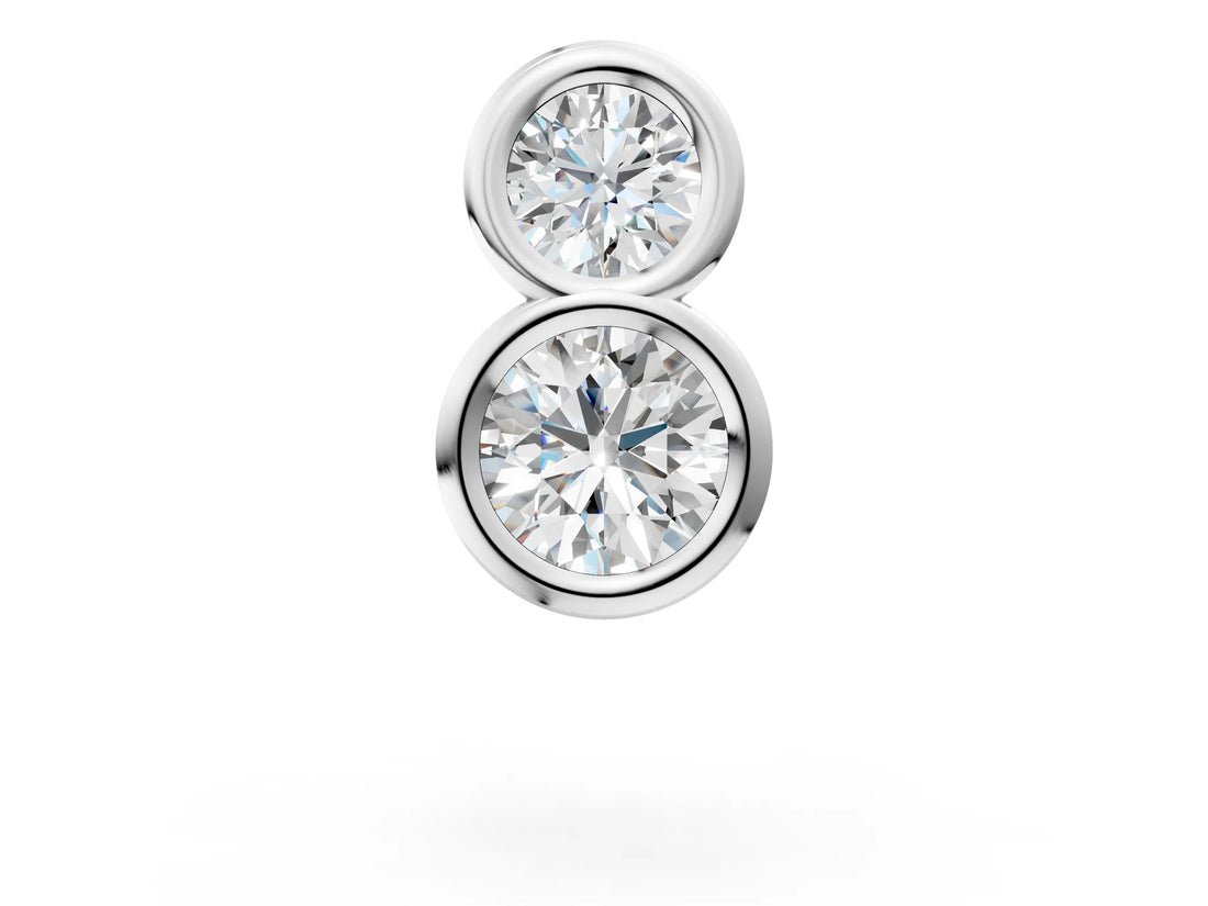 White gold Round Diamond Duo Flatback Earring