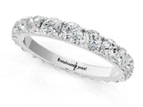 Platinum Round Diamond Eternity Band with Pavé Setting and Shared Prong