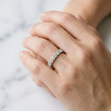 Platinum Round Diamond Eternity Band with Pavé Setting and Shared Prong