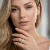 Platinum Round Diamond Eternity Band with Pavé Setting and Shared Prong