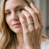 Platinum Round Diamond Eternity Band with Pavé Setting and Shared Prong