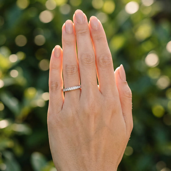 Platinum Round Diamond Eternity Band with Pavé Setting