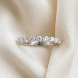 10K White Gold Round Diamond Eternity Band with Shared Prong Setting