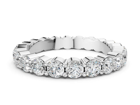 10K White Gold Round Diamond Eternity Band with U-Prong Setting