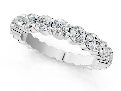 10K White Gold Round Diamond Eternity Band with U-Prong Setting