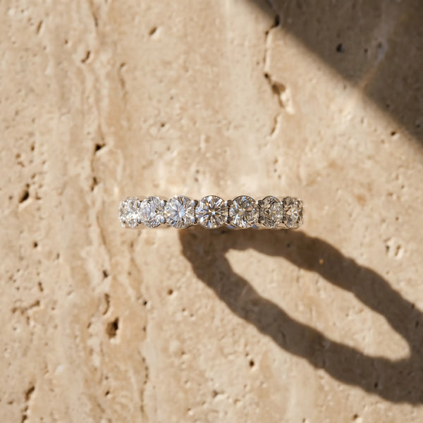 White gold Round Diamond Eternity Band with U-Prong Setting