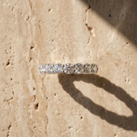 10K White Gold Round Diamond Eternity Band with U-Prong Setting