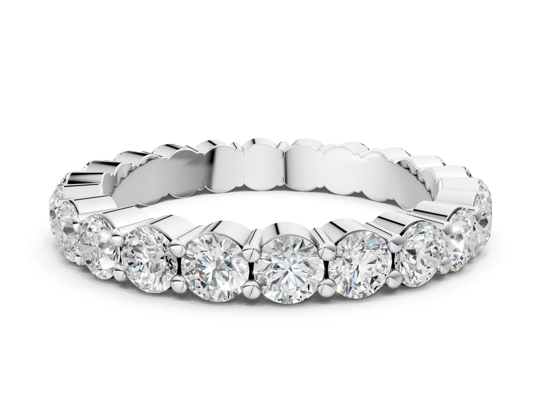 Platinum Round Diamond Eternity Band with U-Prong Setting