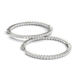 White gold Round Diamond Eternity Hoop Earrings with Pavé Setting and Shared Prong 1