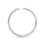 Silver 4.41 Carat E VS Round Diamond Eternity Hoop Earrings with Pavé Setting and Shared Prong
