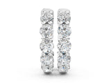 White gold Round Diamond Eternity Hoop Earrings with Scalloped Band and Four-Prong Setting_14