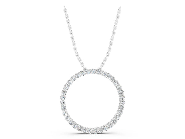 Silver Round Diamond Eternity Pendant with Prong Setting