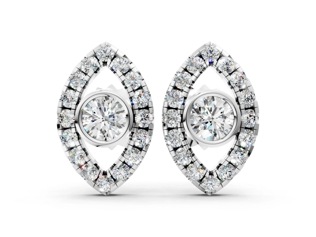 White gold Round Diamond Evil Eye Stud Earrings