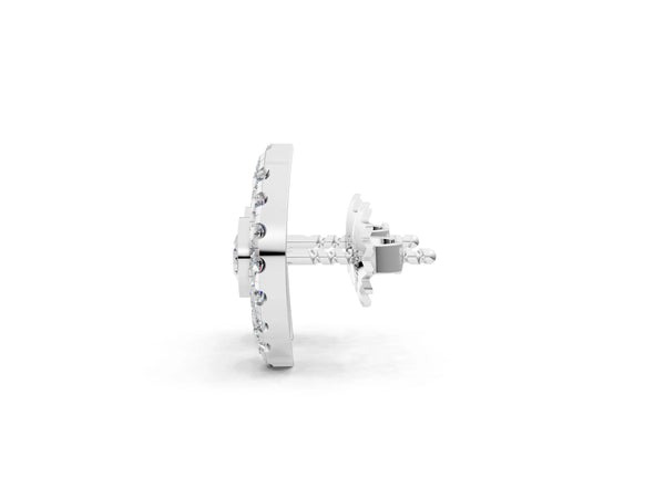 Silver Round Diamond Evil Eye Stud Earrings