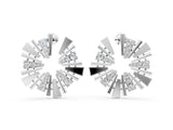 White gold Round Diamond Fanburst Stud Earrings
