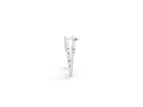 Silver Round Diamond Fanburst Stud Earrings