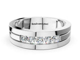 White gold Round Diamond Five-Stone Channel Set Mens Band