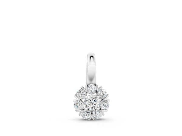 White gold Round Diamond Floral Cluster Pendant with Prong Setting