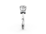 White gold Round Diamond Floral Cluster Ring with Solitaire Band and Prong Setting_87