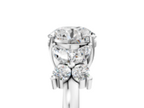 White gold Round Diamond Floral Cluster Ring with Solitaire Band and Prong Setting_90