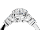 White gold Round Diamond Floral Cluster Ring with Solitaire Band and Prong Setting_92