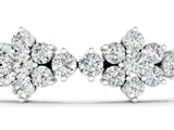 Silver 3.05 Carat F-G VS-SI Round Diamond Floral Cluster Tennis Bracelet with Prong Setting