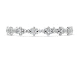 Silver 3.05 Carat F-G VS-SI Round Diamond Floral Cluster Tennis Bracelet with Prong Setting