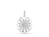 White gold Round Diamond Floral Halo Pendant with Prong Setting_2
