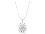 White gold Round Diamond Floral Halo Pendant with Prong Setting_5